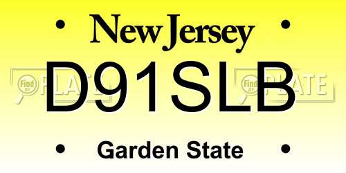 D91SLB New Jersey License Plate