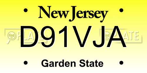 D91VJA New Jersey License Plate