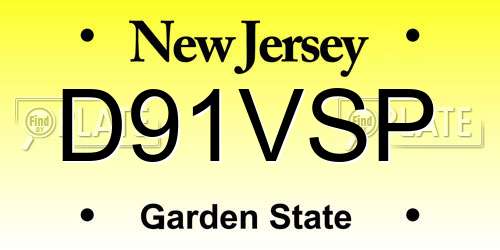 D91VSP New Jersey License Plate