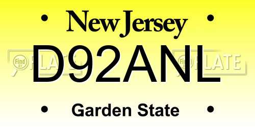 D92ANL New Jersey License Plate