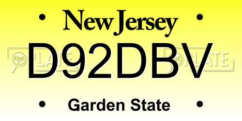 D92DBV New Jersey License Plate