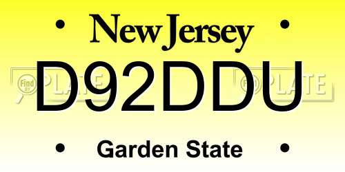 D92DDU New Jersey License Plate