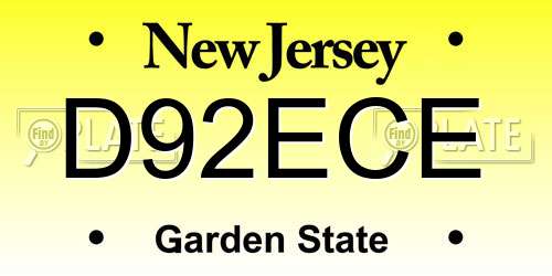 D92ECE New Jersey License Plate