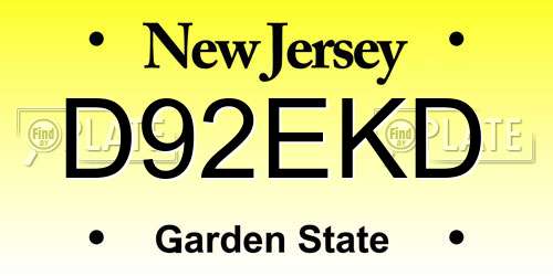 D92EKD New Jersey License Plate