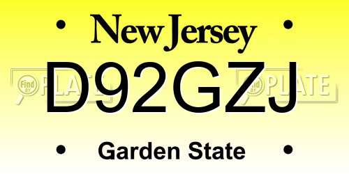 D92GZJ New Jersey License Plate