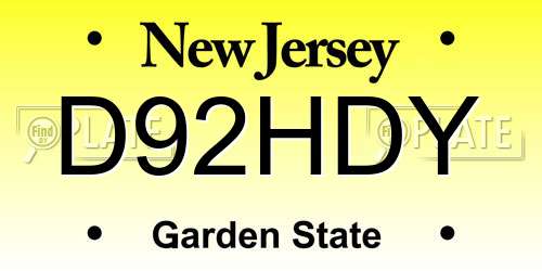 D92HDY New Jersey License Plate