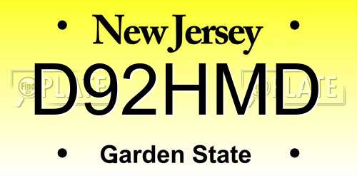 D92HMD New Jersey License Plate