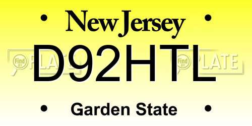 D92HTL New Jersey License Plate