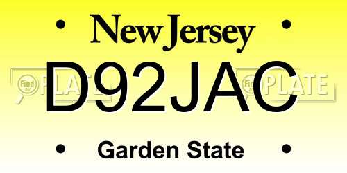 D92JAC New Jersey License Plate