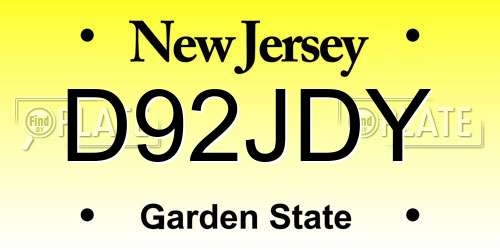 D92JDY New Jersey License Plate