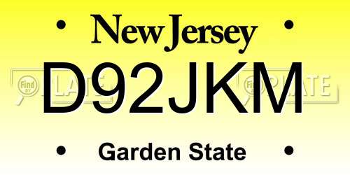D92JKM New Jersey License Plate