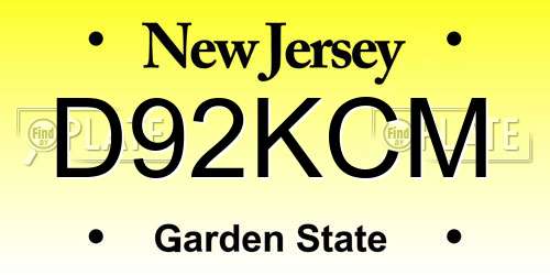 D92KCM New Jersey License Plate