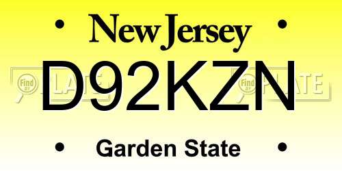 D92KZN New Jersey License Plate