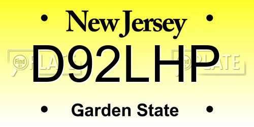 D92LHP New Jersey License Plate