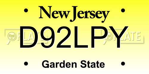 D92LPY New Jersey License Plate