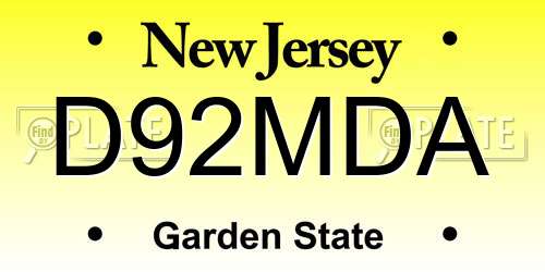 D92MDA New Jersey License Plate