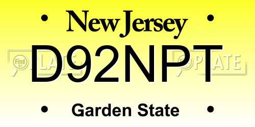 D92NPT New Jersey License Plate