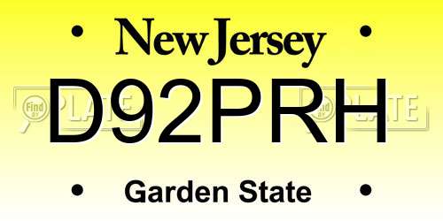 D92PRH New Jersey License Plate