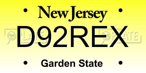 D92REX New Jersey License Plate