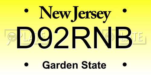 D92RNB New Jersey License Plate