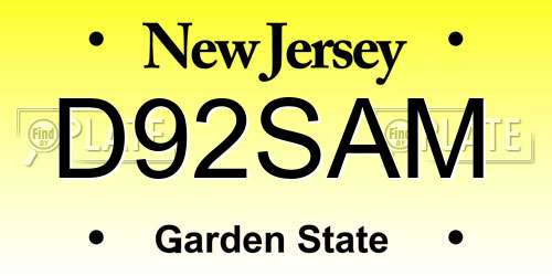 D92SAM New Jersey License Plate