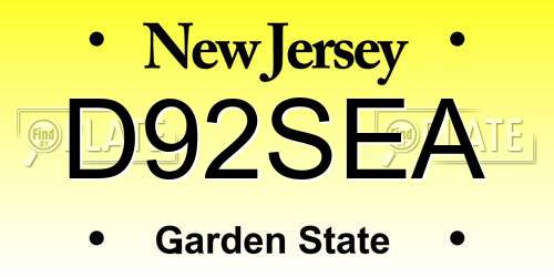 D92SEA New Jersey License Plate