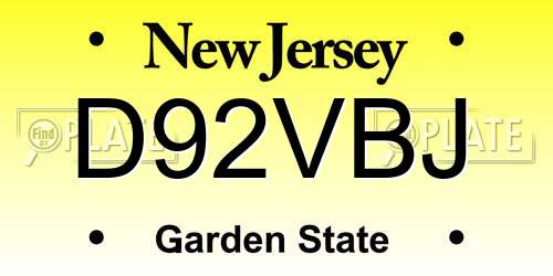 D92VBJ New Jersey License Plate