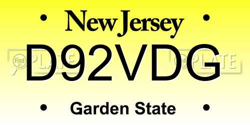 D92VDG New Jersey License Plate