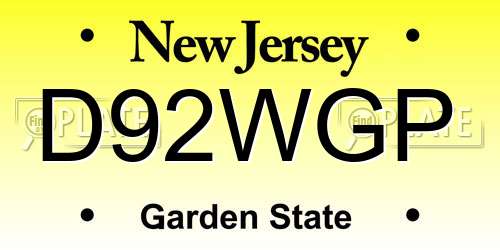 D92WGP New Jersey License Plate