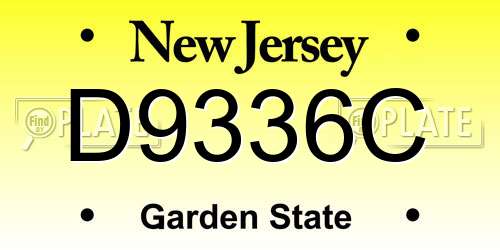 D9336C New Jersey License Plate