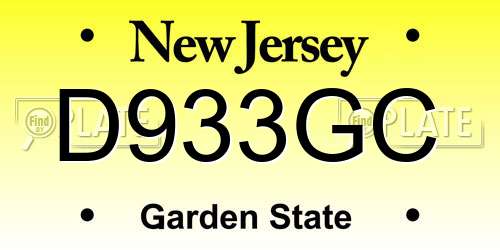D933GC New Jersey License Plate