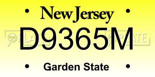 D9365M New Jersey License Plate