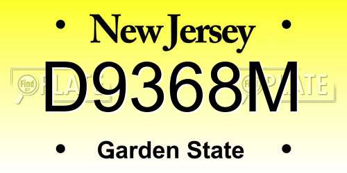 D9368M New Jersey License Plate