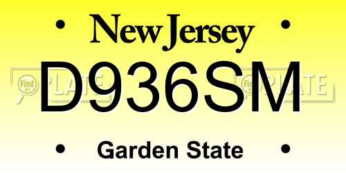 D936SM New Jersey License Plate