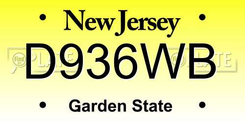 D936WB New Jersey License Plate