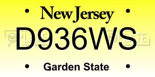 D936WS New Jersey License Plate