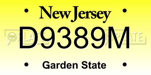 D9389M New Jersey License Plate