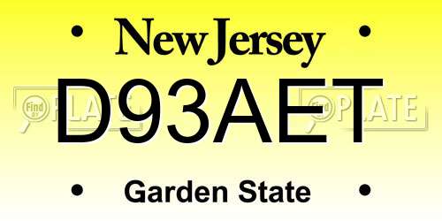 D93AET New Jersey License Plate