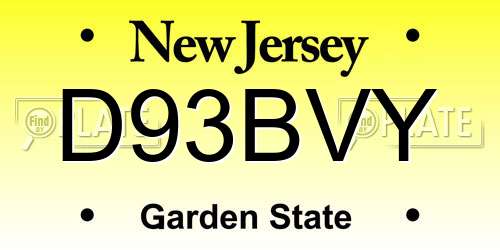 D93BVY New Jersey License Plate