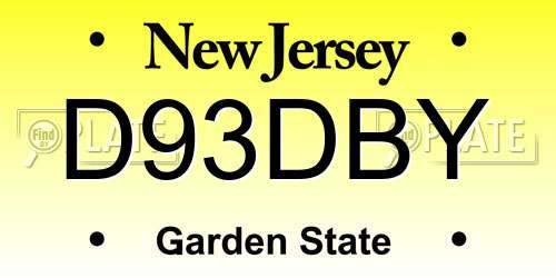 D93DBY New Jersey License Plate