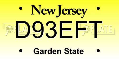D93EFT New Jersey License Plate