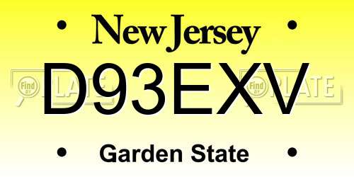 D93EXV New Jersey License Plate