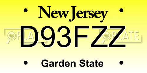 D93FZZ New Jersey License Plate