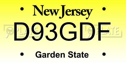 D93GDF New Jersey License Plate