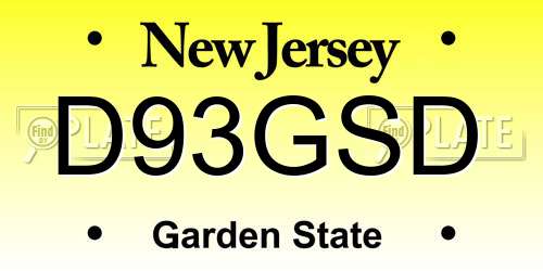 D93GSD New Jersey License Plate