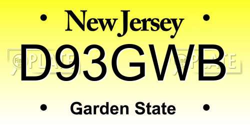 D93GWB New Jersey License Plate