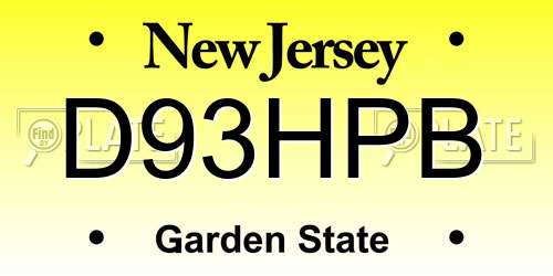 D93HPB New Jersey License Plate