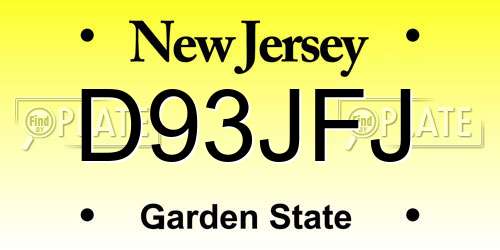 D93JFJ New Jersey License Plate