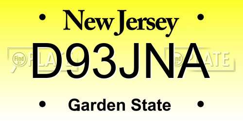 D93JNA New Jersey License Plate