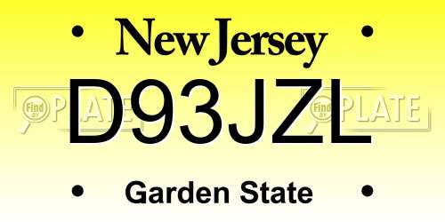 D93JZL New Jersey License Plate